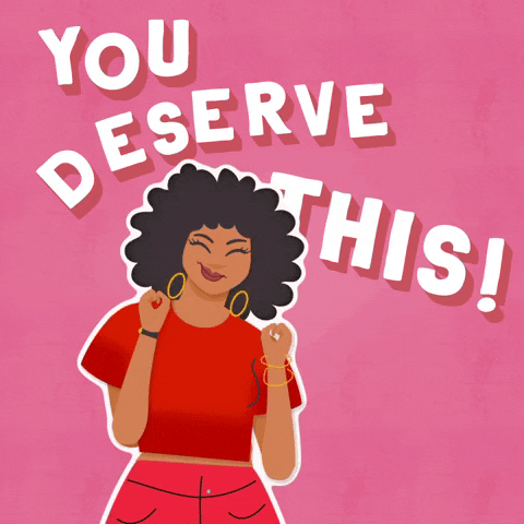 Animated girl with curly hair saying you deserve this