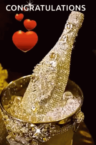 Bottle of champagne in sparkling gold for celebrating