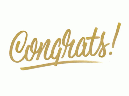Animated writing of congratulations in gold