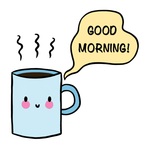 Cute animation of a cup of coffee greeting you with good morning
