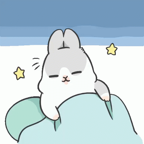 Cute rabbit going to sleep