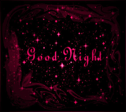 Good night greeting in sparkling pink