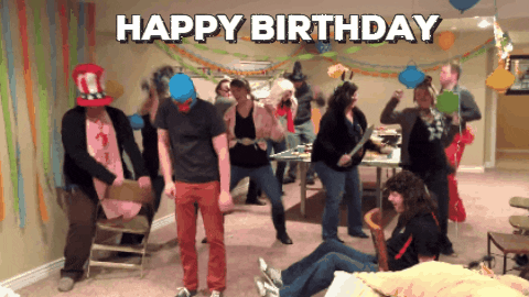 Group of friends having a wild birthday party