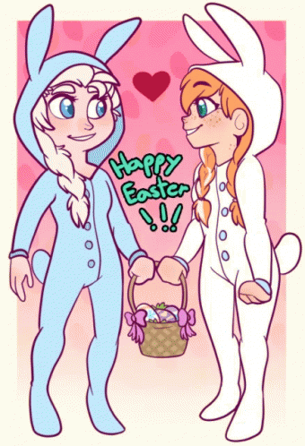 Elsa and Ana from Frozen wish you a Happy Easter