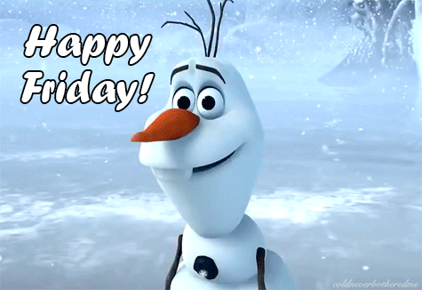 Olaf the snowman from Frozen is greeting you with Happy Friday