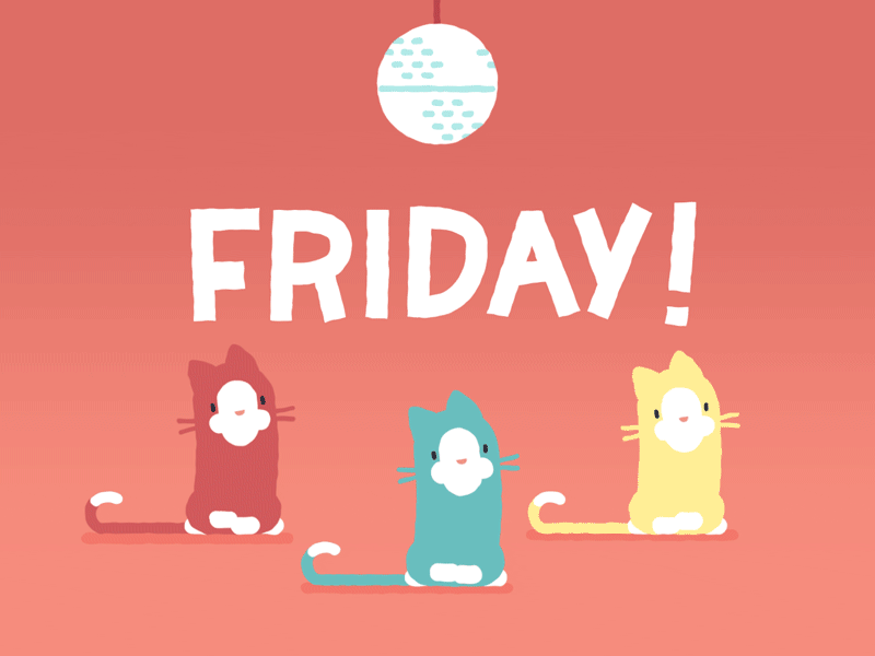 Three cats dancing for a Friday party