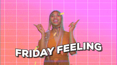 A girl dancing to an awesome Friday feeling