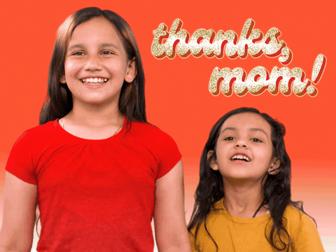 Two beautiful girls give thanks to their mom on Mother's Day