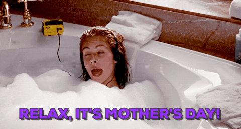 A mother relaxing on a bath tub on Mother's Day