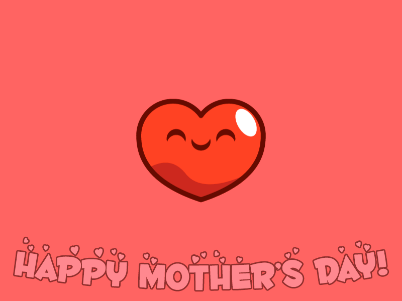 An animated heart throbbing with encryption of Mother's Day below