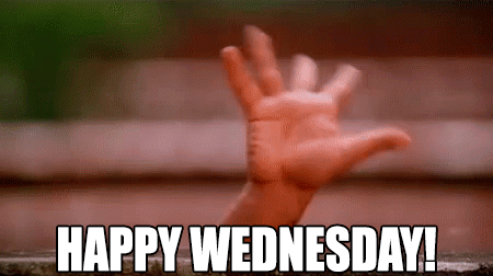 An anonymous hand gives a thumbs up for a happy Wednesday