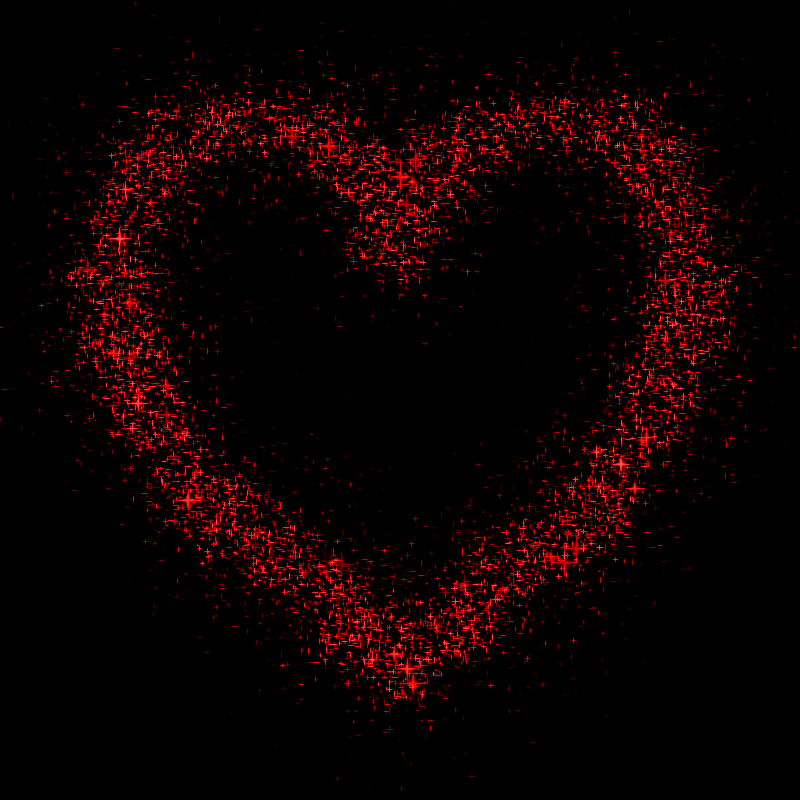 Beautiful red glitters forming a heart shape