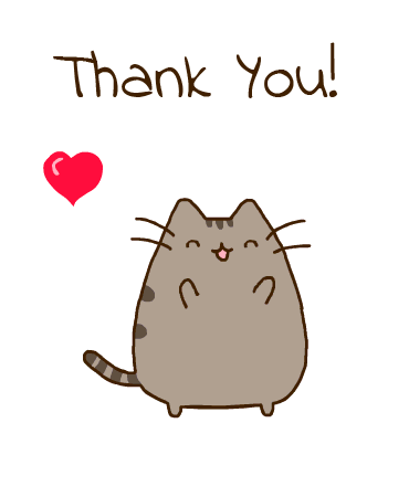 Cute animated cat showing gratitude with love