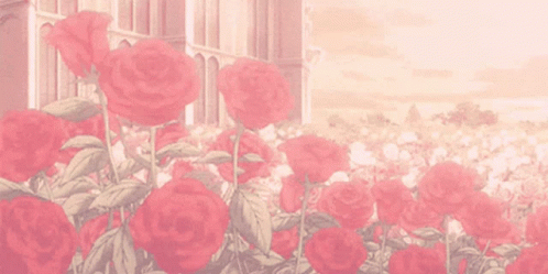 A beautiful GIF of an anime rose field