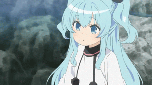 A cute anime girl holds her breath