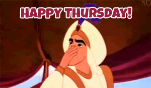 Aladdin wishes you a happy Thursday as he blows a kiss