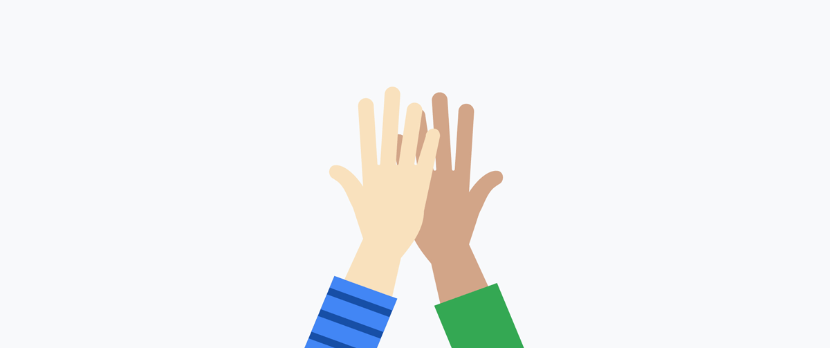 Animated hands give each other a high five