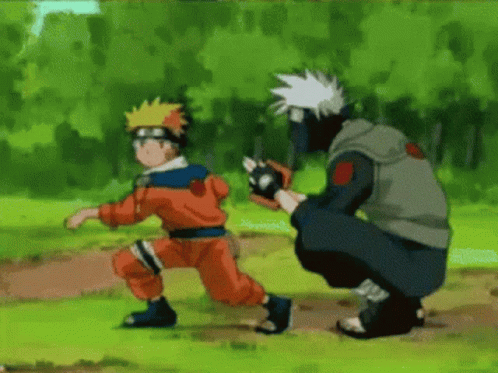 Kakashi does the forbidden jutsu to Naruto
