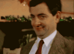 Mr Bean with his funny wink