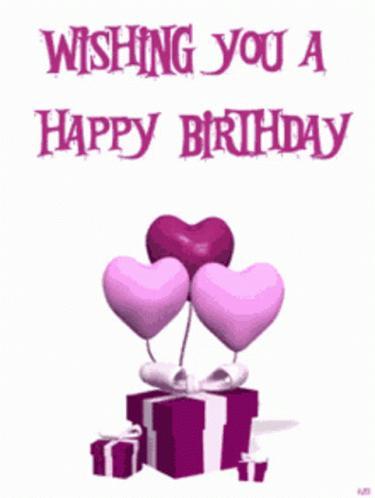 A purple themed birthday greeting GIF
