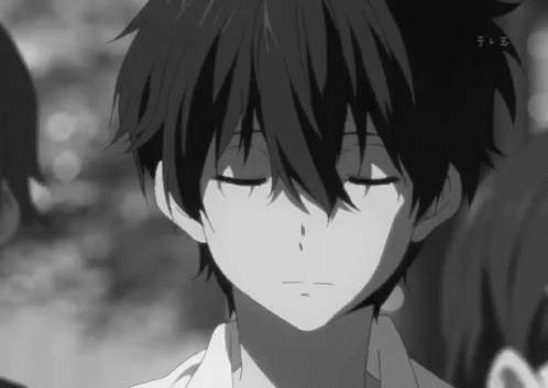 A sad anime boy