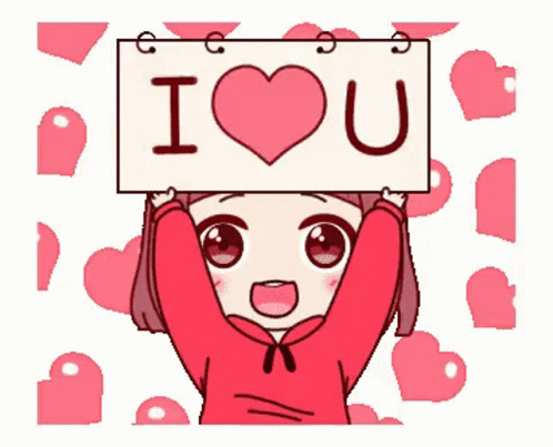This anime girl holds an I love you sign