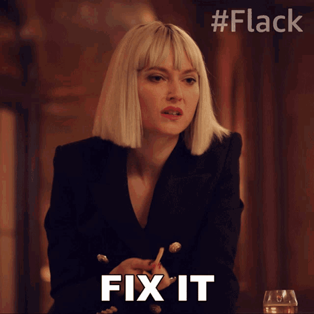 This blonde woman demands that you fix it