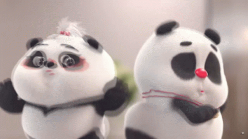 Two cute animated little pandas