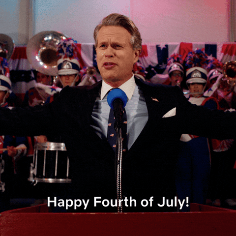 This man greets everyone a Happy Fourth of July