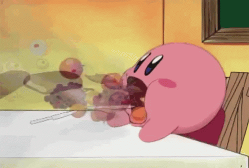 Kirby sucks all the food on the table