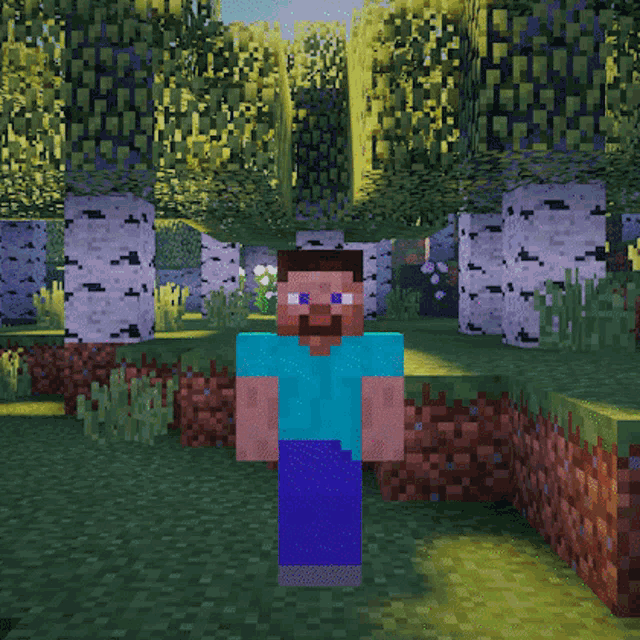 This Minecraft character is creating a rainbow in the air