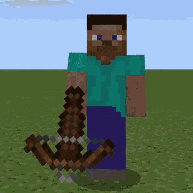 This Minecraft character is preparing his crossbow