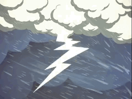 An animated thunderstorm