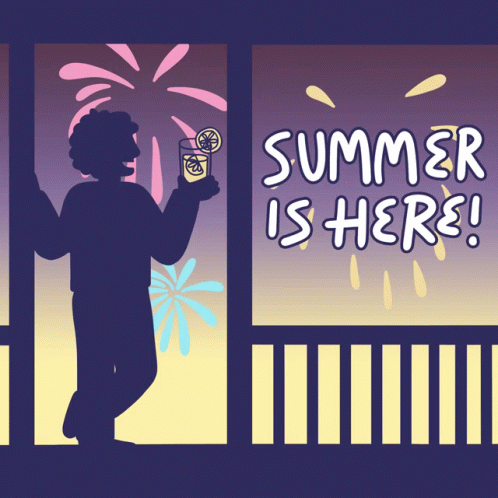 This silhouette of a man is having a drink and is excited for summer