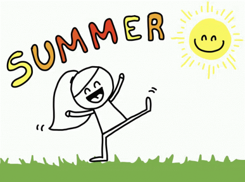 This animated girl is having fun during summer
